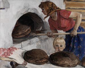 Kozlov, Russian Mother Baking Bread