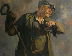 Hombre mirando dentro del horno  s.f.