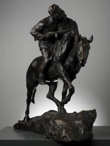 Soldado y camarada herido a caballo  1960