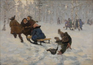 Niños en trineo  1950